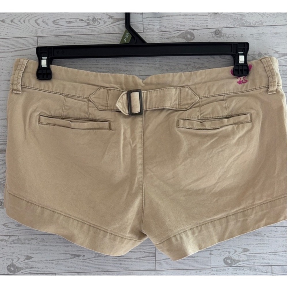 American Eagle Low-Rise Light Khaki Chino Micro Mini Shorts Vintage Y2K 2000s - Picture 3 of 8